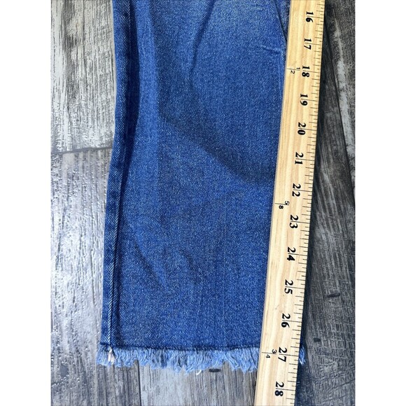 No Boundaries Juniors' High Rise Mom Jeans Fray Hem Medium Wash Size 17 NEW‎ - Picture 5 of 8